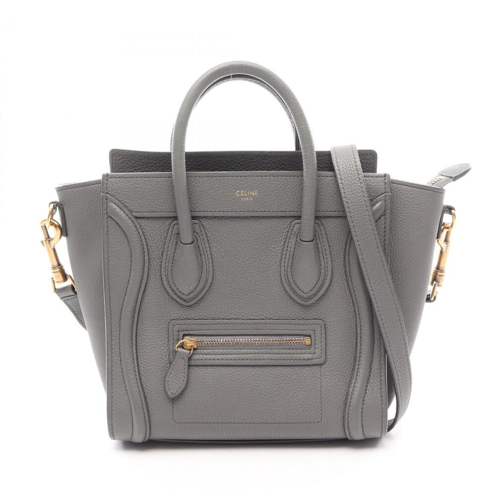 Celine Luggage Nano Shopper 2-Way Handbag, Leather, Women's, Gray